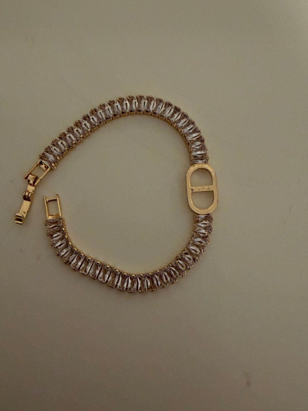 Gold Crystal Link Bracelet - Elegant Women's Jewelry